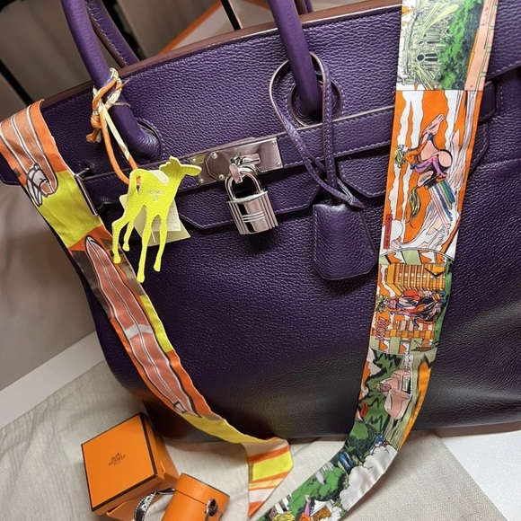 Hermès BIRKIN HAC 40 Rare Palladium HW CLEMENCE RAISIN L STAMP08 - Picture 10 of 14